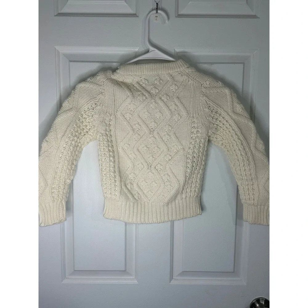 Robinitt Kids Vtg Cable Knit Sweater Cream Medium Acrylic Pullover‎ Long Sleeve